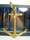 Vintage Solid Brass Nautical Anchor Coat Hook Wall Mounted Hanger  9 5   X 7  