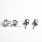 Stainless Steel Round Cz Stud Earrings 6-8mm Cubic Zirconia For Men   Women