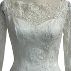 Vintage 50s Ivory Lace Wedding Gown Illusion Neckline
