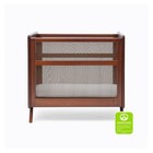 Halo Brown Wood Baby Mini Crib With Breathable Mesh Walls