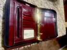 Vintage Bosca Brown Leather Zip Portfolio 3 Ring Binder Organizer Cards Address