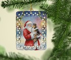 Caroline s Treasures Sheltie With Santa Claus Porcelain Ornament Fnt1080co2