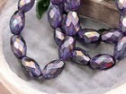  12  12x8mm Gold Lustered Amethyst Fire Polished Oval Beads - Czech Glass Beads