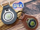 Rare Vintage Jaguar Genuine Leather Key Fob Chain Ring Automotive Car Truck