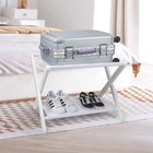 Vasmia Luggage Rack  Folding Suitcase Stand With Storage Shelf bamboo Luggage St