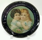 Antique Glass Flue Cover Beautiful Victorian Children Reverse Paint With Litho