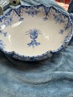 Antique French Faience  10 5     Centerpiece Bowl Handles Blue White Floral Urn
