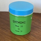 Vintage Gemini Match Tin Canister 2 5 Blue Green Made In Japan Exc Condition   