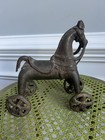 Antique Cast Iron Horse Pull Toy W  Wheels Primitive Early 1900s Farmhouse Decor