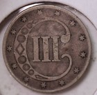 1853 3 Cent Silver   Tryme   Fine Circulated Coin   Store  2221