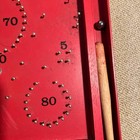 Vintage American Beer Coors Red Wooden Corinth Game With Stick Pinball Machine