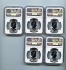 Lot Of 5 - 1 Troy Oz Canadian Maple Leaf Silver Dollars Ngc Ms69 999 Fine Silver