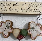 Wooden Gingerbread Heart Wall Hanger Christmas Cookies Holiday Country Decor