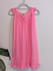 Vtg Gmc Peignoir 2 Pc Set Lingerie 60s 70s Neon Pink Pleats Sz L Nightgown Robe