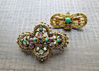 Vintage Brooch Lot Unsigned Florenza Type Antique Repro Victorian Style Pins