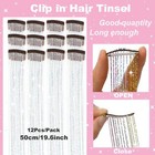 Hair Tinsel Pack Of 12 Pcs Clip In Hair Tinsel 19 6inch Glitter Tinsel Hair E   