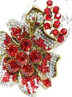 Vintage Inspired Large Red Crystal Flower Brooch Pin Pendant Valentines Day Gift