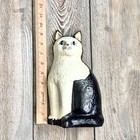 Vintage Black And Off White Kitty Cat Cast Iron Metal Door Stop 9 1 4    High