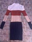 No Boundaries Colorblock Mock Neck Ribbed Knit Stretch Sweater Dress S  3-5 