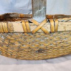 Asian Woven Basket Willow Wood Handle Gathering Basket 16 X 13 1 4  X 17   Nice 