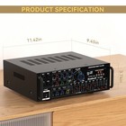 Bluetooth 5 0 Power Amplifier 2000w Peak 5-band Eq Fm Karaoke W remote Us