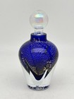 Studio Art Glass Cobalt Blue   Gold Flecks Perfume Bottle Iridescent Stopper 5   t