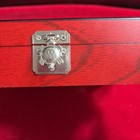 Red Wooden Trinket Box Crane Tree Asian Script Lined Jewelry Storage 8 x6 x2 