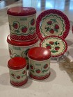 Vintage 1950s Wolverine Strawberry Toy Tin Canister Set W Partial Tea Set  17 Pc