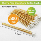 300pcs 6  Pointed Cotton Swabs W wooden Handles For Makeup  Cleaning  Pet Care