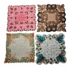 Lot Of 6 Vintage Hankerchiefs Autumn Leaves Scalloped Embroidered Edge 15 -16 