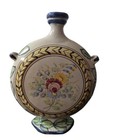 Ceramic Italian Flask Vase With Sailing Ship And Floral Designs Of Caltagirone 