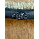 Antique Ebony Wood Clothes Brush Sterling Silver Crest Natural Bristle Dresser