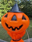 Vtg 1969 Halloween Pumpkin On Haystack Witch Hat Empire Blow Blo Mold 14 Lighted
