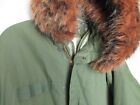 Vtg 1970 s M65 Parka  Liner Seajem Couture Faux Fur Hood Embroidery S Reg M Rare