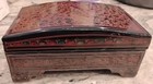 Antique Burmese Lacquerware Wood 20th Century Hand Painted Footed Box