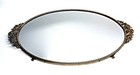 Vintage Art Nouveau Perfume Mirror Tray 18 5  Oval Gold Filigree Dresser Vanity