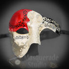 Mens Musical Phantom Of The Opera Venetian Classic Masquerade Mask  red silver 