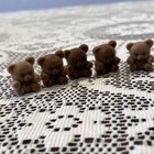 Lot Of 8 Mini Flocked Teddy Bear Figurines Dollhouse Miniature Brown Craft Bears