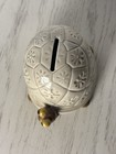 Otagiri Omc Ceramic Turtle Piggy Bank Vintage  Embossed Floral Shell  Japan