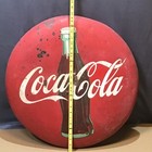Coca-cola Vintage Metal Button Sign Classic Red 24 Inch Diameter Wall Decor