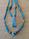 Native American Turquoise Double Strand  Various Silver Toned Beads  very Nice