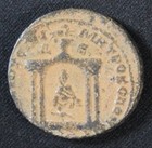 Ancient Roman Provincial Empire Bronze Coin Volusian Scarce Emperor Shrine Tyche