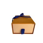 Louis Vuitton Saffron Orange Drawer Gift Box Blue Ribbon Pull Tab 3 5 x3 5 x2 