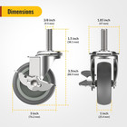 3 Inch Caster Wheels Threaded Stem Casters Set Of 4 Heavy Duty Swivel Wheel