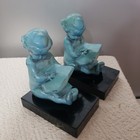 Beautiful Vintage Metal Girl Writing In Book On Solid Base Bookends  No Markings
