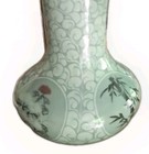 Korean Celadon Ceramic 7 5 h Vase Crackle Glaze Handpainted 4 Floral Patterns Ec