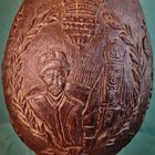 1916 Russian Silver 84  Carved Coconut  Tsar s Family Carving  Alexandrite Gem