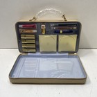 Estee Lauder Womens Makeup Set Gold Floral Pattern Carrying Case Beauty Kit