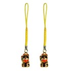 Set Of 2 Lucky Gold Cat Bell Charm Beckoning Kitty Maneki Neko Brass Phone Strap