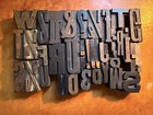 Vintage Letterpress Lot Of 33 Mixed Symbols   Letters Wood Type Printers Blocks